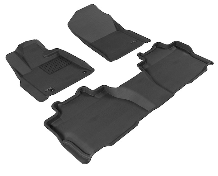 2012-2022 Toyota Sequoia Floor Mats Liners Front and Rear Row Kagu Black w/ bench 2nd row, w/o 3rd row