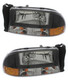 2000 Dodge Dakota Headlight Set Halogen Black Housing Pair Driver and Passenger Side