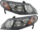 2006 Honda Civic Headlight Set Halogen Black Housing Pair Driver and Passenger Side