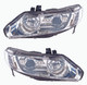 2009 Honda Civic Headlight Set Halogen Chrome Housing Pair Driver and Passenger Side