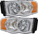 2002-2004 Dodge Ram 3500 Headlights Driver Left and Passenger Right Side Halogen