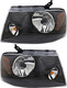 2006-2008 Ford F150 Headlights Driver Left and Passenger Right Side Halogen Black Trim