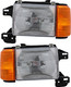 1987-1991 Ford F350 Headlights Driver Left and Passenger Right Side Halogen Without Chrome & Black Trim
