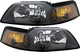 2001-2004 Ford Mustang Headlights Driver Left and Passenger Right Side Halogen Black Trim