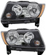 2013-2017 Jeep Compass Headlights Driver Left and Passenger Right Side Halogen Black Trim