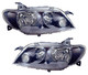 2002-2003 Mazda Protege Hatchback Headlights Driver Left and Passenger Right Side Halogen Black Trim