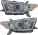 2011-2013 Toyota Highlander Hybrid Headlights Driver Left and Passenger Right Side Halogen