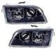 2000-2002 Volvo V40 Headlights Driver Left and Passenger Right Side Halogen Black Trim