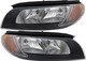 2007 Volvo S80 Headlights Driver Left and Passenger Right Side Halogen Black Trim