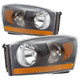 2006 Dodge Ram 1500 Headlights Driver Left and Passenger Right Side Halogen Black Trim