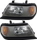 2000-2004 Mitsubishi Montero Sport Headlights Driver Left and Passenger Right Side Halogen Black Trim