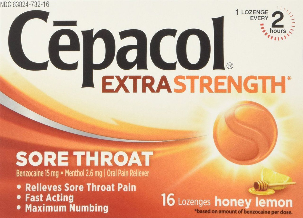 Cepacol Sore Throat Max Numbing Honey Lemon, 16 Count