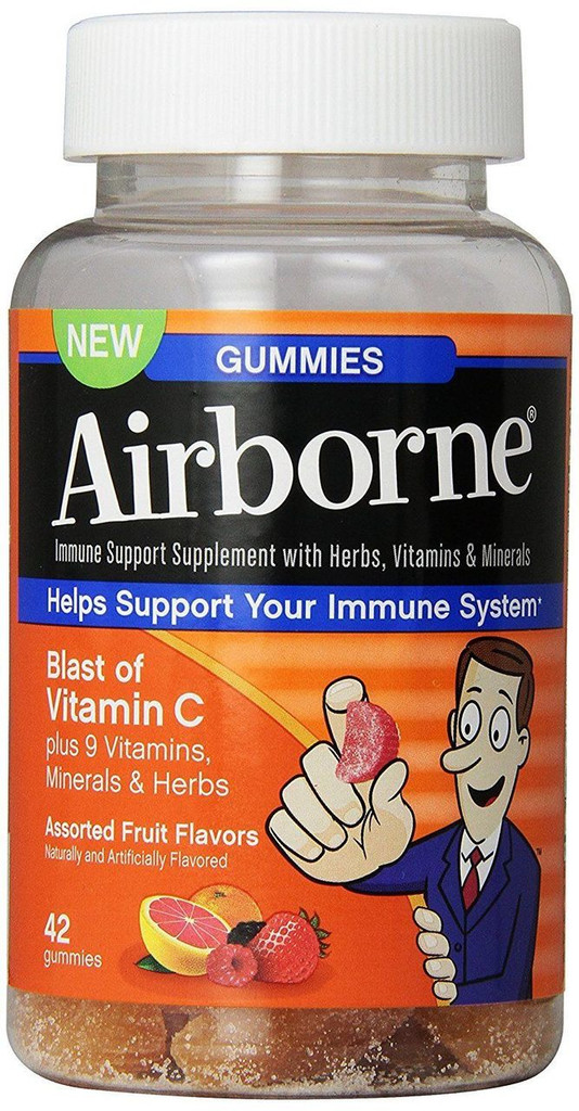 Airborne Vitamin C 1000 mg Nahrungsergänzungsmittel zur Immununterstützung, Gummibärchen, verschiedene Früchte 42 c