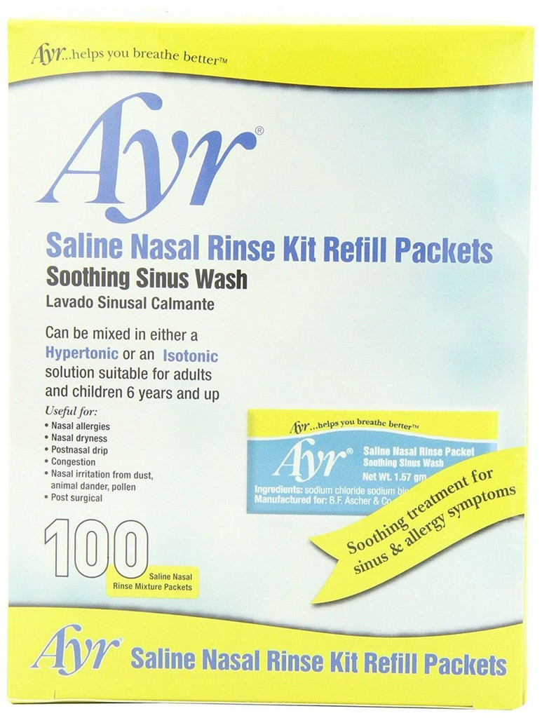 Ayr Saline Nasal Rinse Kit Refill Packets, 100-Count Packets