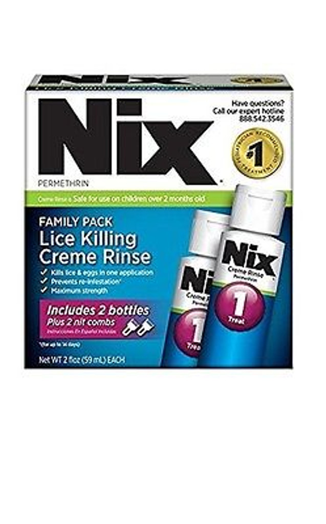 NIX Permethrin Lice Treatment Family Pack 2X59ML ounce bottles