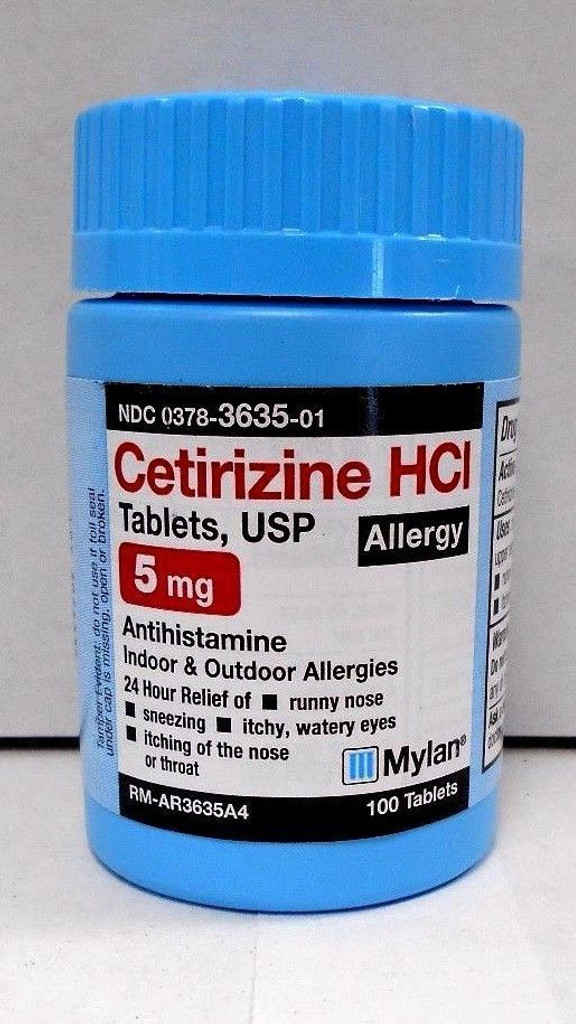 Mylan Cetirizine HCL 5mg Antihistamine 100 ct טבליות