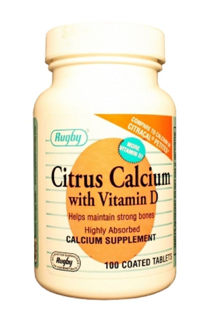 Rugby Citrus Cálcio com vitaminaIn D400MG W/D 500IU TAB 100 CT