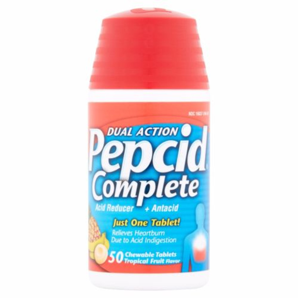 PEPCID COMPLETE Acid Reducer Antacid, Tropical Fruit Flavor 50 Counts