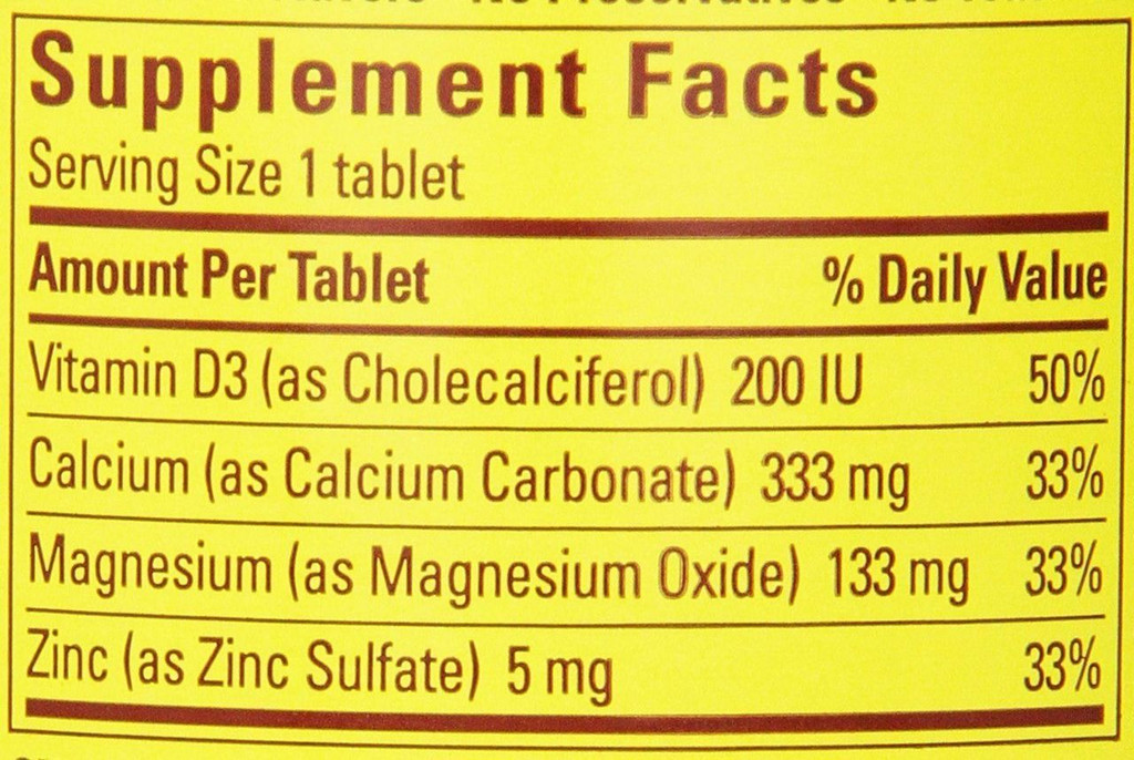 Naturfremstillede Calcium Magnesium Zink-tabletter med D-vitamin 300 Antal