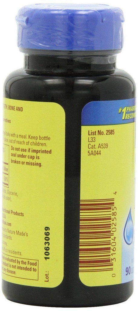 Nature Made Vitamin D3 2000 I.U Liquid Softgels 90 CT Bone, Teeth, Muscle Health