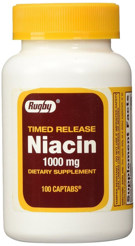 Rugby Niacin 1000 mg Timed Release 100 Tablets