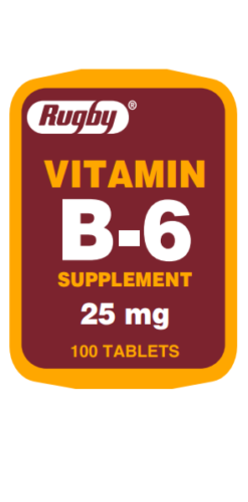 Suplemento de vitamina B-6 Rugby 25 mg 100 comprimidos