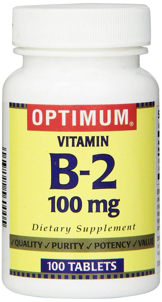 Optimum vitamina b-2 100 mg 100 comprimidos, apoia a função adequada da tireoide