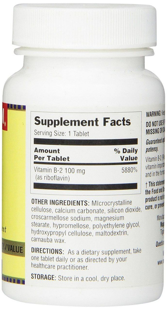 Vitamine B-2 optimale 100 mg 100 comprimés, soutient le bon fonctionnement de la thyroïde
