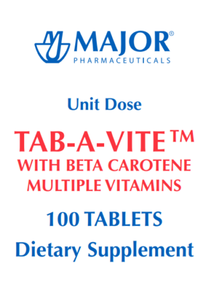 Major TAB-A-VITE mit Beta-Carotin, mehreren Vitaminen, Einzeldosis, 100 rote Tabletten