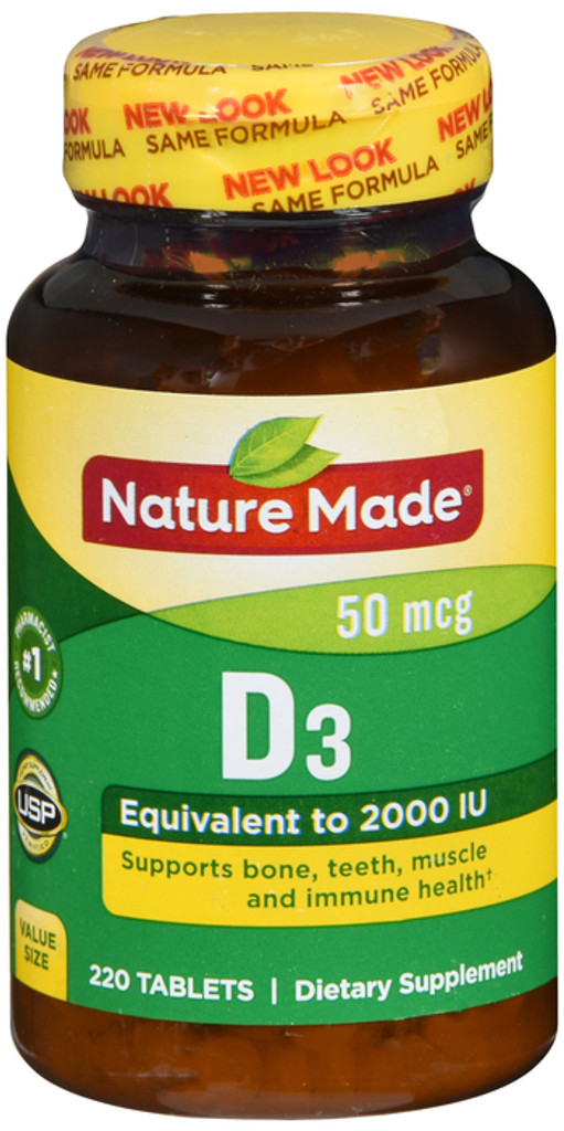 Nature made vitamina d3 2.000 UI comprimidos 220 ct