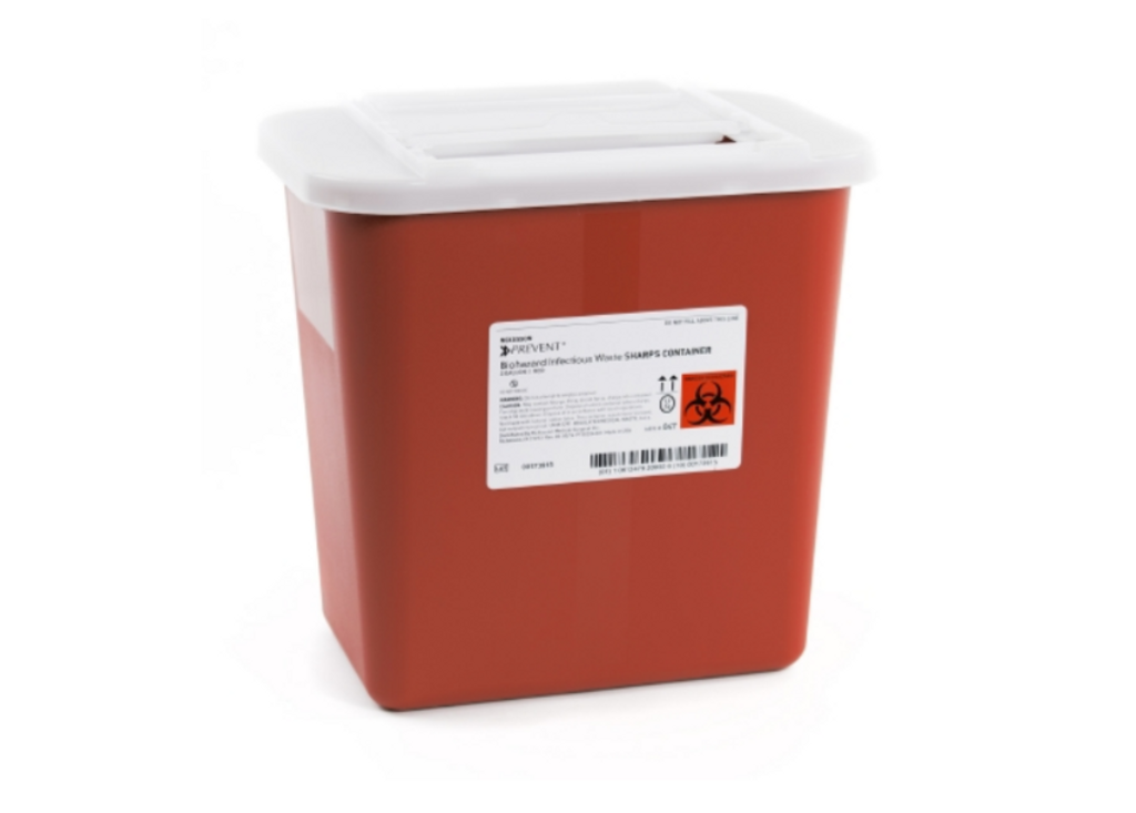 Sharps Container McKesson Prevent® 10.25 H X 7 W X 10.5 D Inch 2 Gallon Red Base