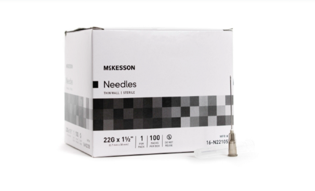 Hypodermic Needle McKesson Without Safety 22 Gauge 1-1/2 Inch