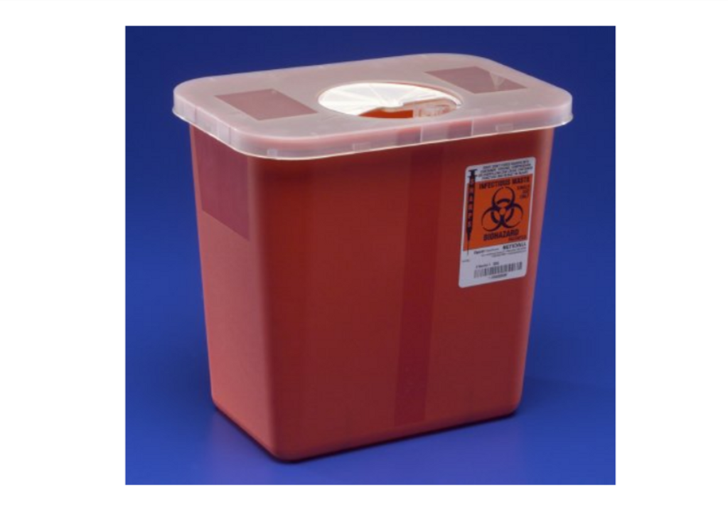 Multi-purpose Sharps Container SharpSafety™ 1-Piece 10H X 10.5W X 7.25D Inch 2 Gallon Red Base Rotor Lid