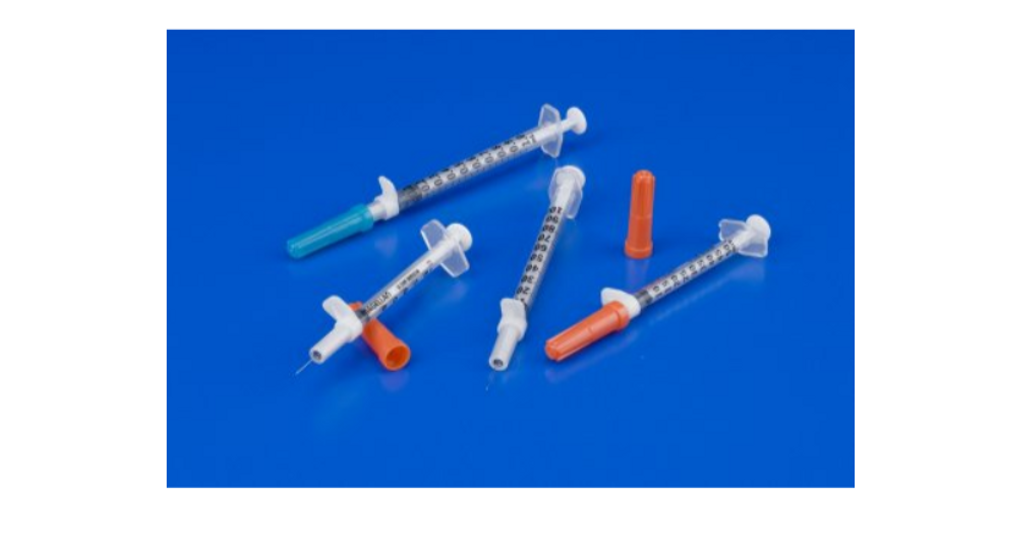 Magellan Tuberculin Syringe with Needle 1 mL 28 Gauge 1/2 Inch Attached Needle Sliding Safety Needle Box of 50