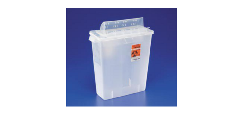 In-Room Multi-purpose Sharps Container 1-Piece 16.25H X 13.75W X 6D Inch 3 Gallon Translucent Base Horizontal Entry Lid