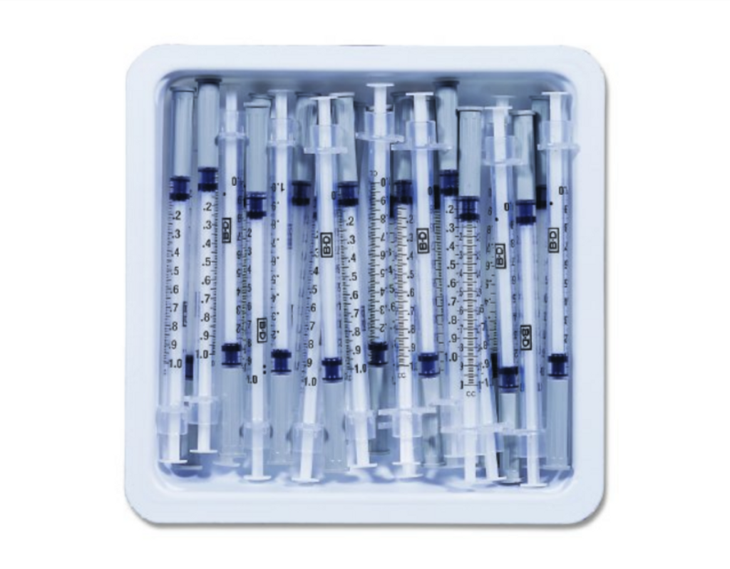 BD LuerLok Syringe Tray 20 mL Convenience Tray Luer Slip Tip Without