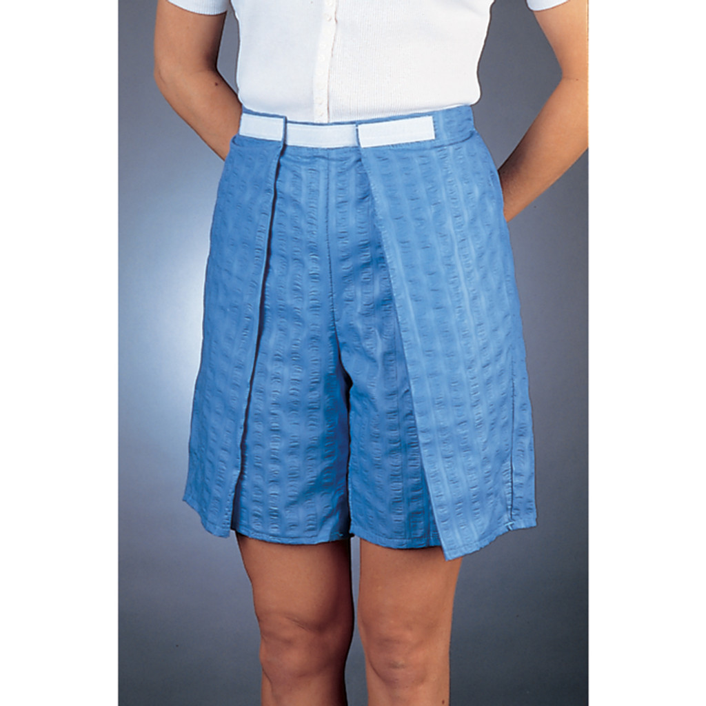 ADULT COTTON/POLYESTER LARGE EXAM SHORTS;WASHABLE;EXAM;HOOK, LOOP CLOSURE; NON-STERILE, REUSABLE, LATEX FREE
