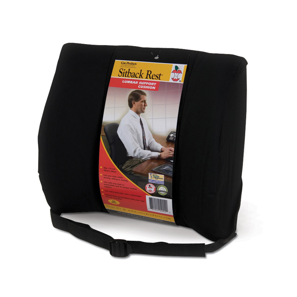 SIT BACK REST DELUXE13" X 14" AUTO LUMBAR SUPPORT WITH STRAP;GRAY
