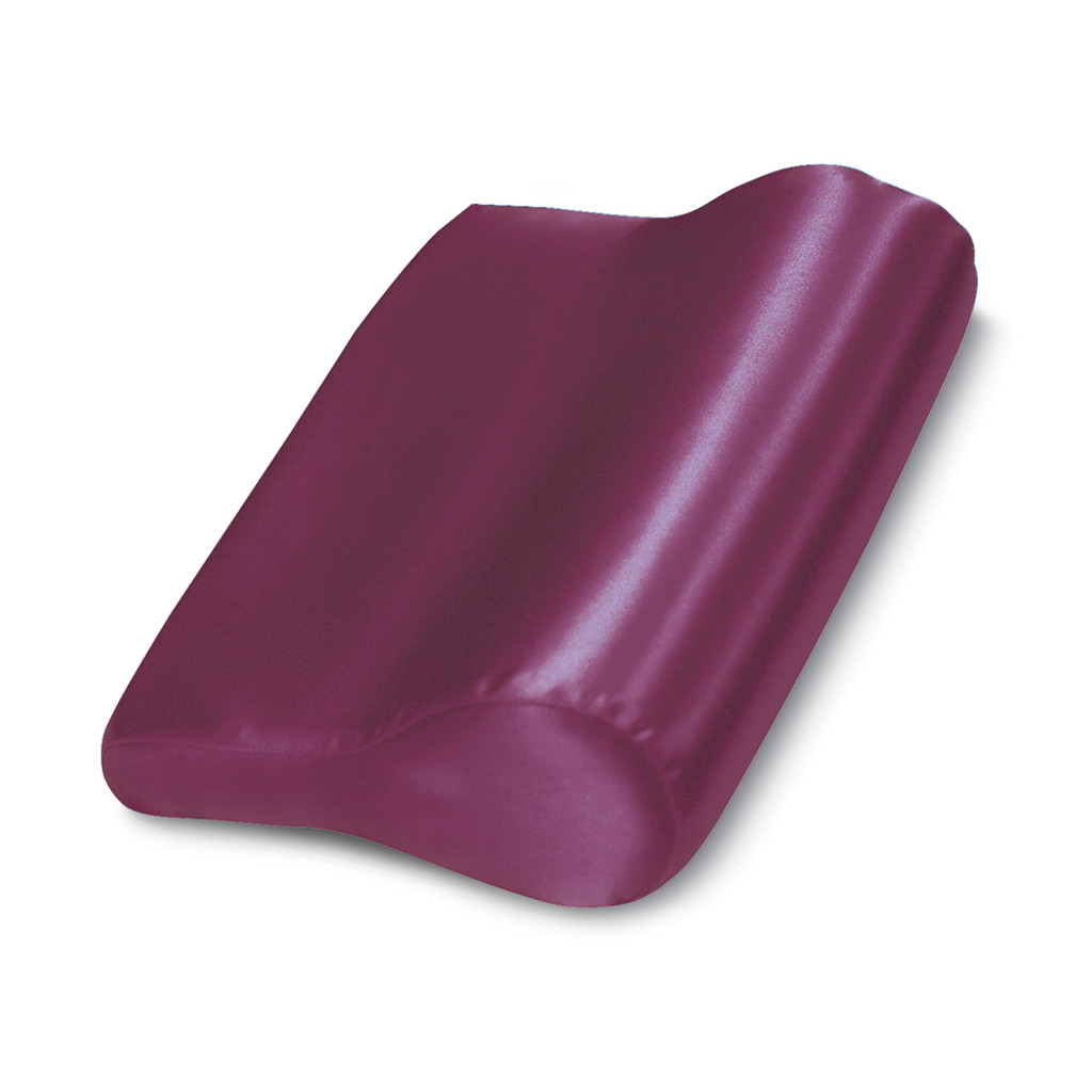 AB CONTOUR 14" X 9.5" NECK/BACK PILLOW WITH SATIN COVER, BURGUNDY
