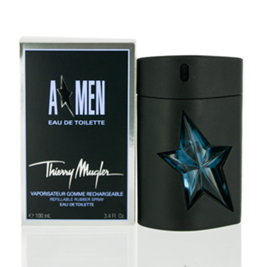 Angel men/thierry mugler edt spray rubberen fles navulbaar 3,4 oz (100 ml) (m)