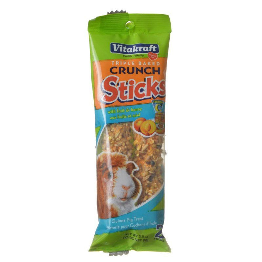 Vitakraft Crunch Sticks Gâterie pour cochon d'Inde - Fruits et miel, paquet de 2 - (3,5 oz)