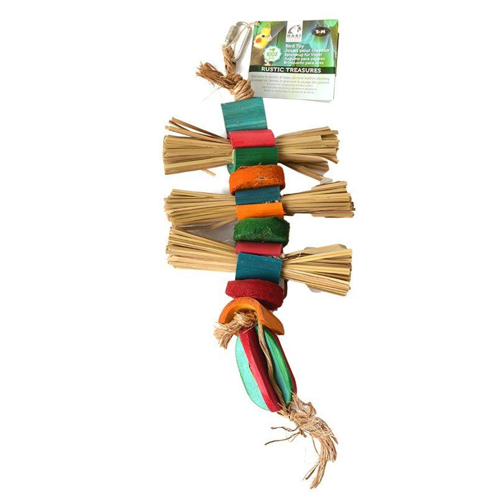 Hari Rustic Treasures Faisceaux d'herbe jouet pour oiseau moyen - (couleurs assorties)