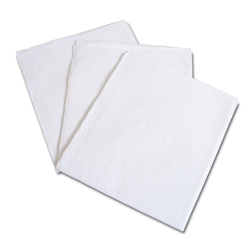 Serviettes professionnelles Bodymed, tissu/polyester 3 épaisseurs, blanches, 500/caisse
