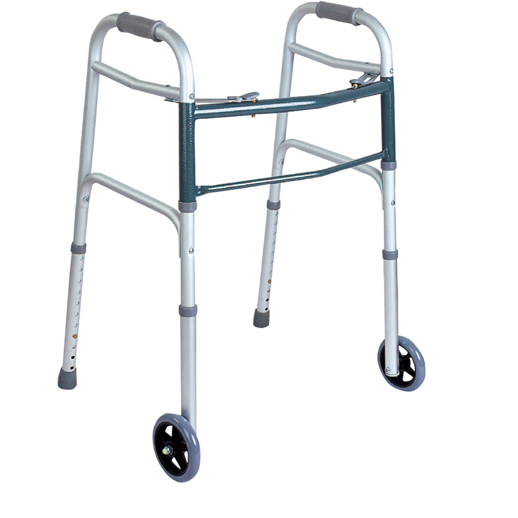 BODYMED 2 BUTTON FOLDING WALKER WITH 5" WHEELS
