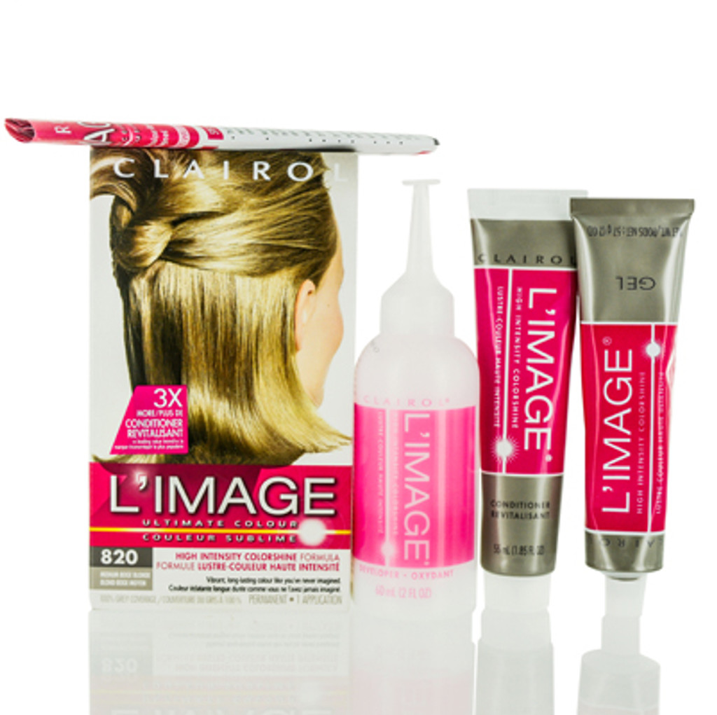 Clairol/ l'image ultimate farge medium beige blonde kit balsam 1,85 oz hårfargegel 2,0 oz applikator 2,0 oz høyintensitetsfargeglans