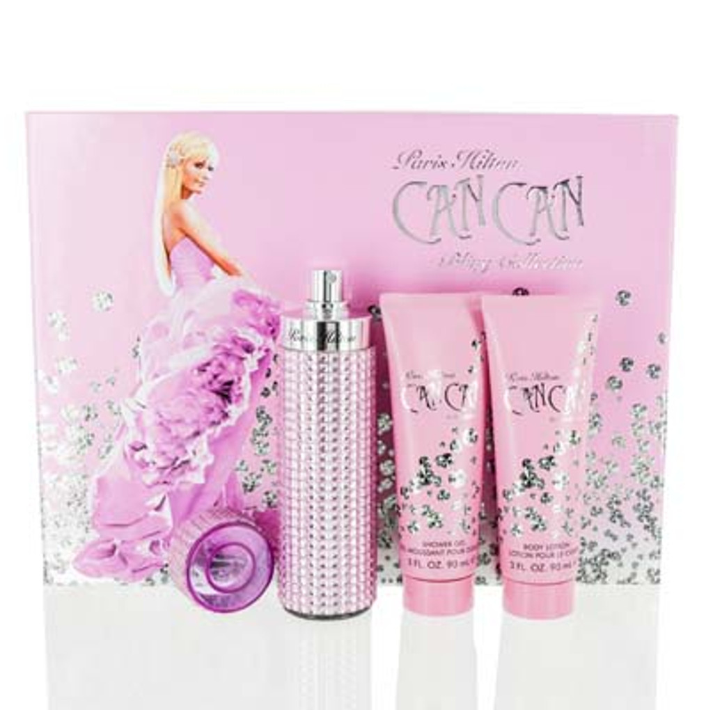  Can can bling/paris hilton set (w) vaporisateur de parfum 3,4 oz lotion pour le corps 3,0 oz gel douche 3,0 oz dans un coffret cadeau