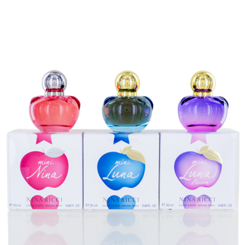  Nina ricci/les belles de nina trio set nina edt spray 0,68 onças luna edt spray 0,68 onças luna flower edt spray 0,68 onças em caixa de presente 