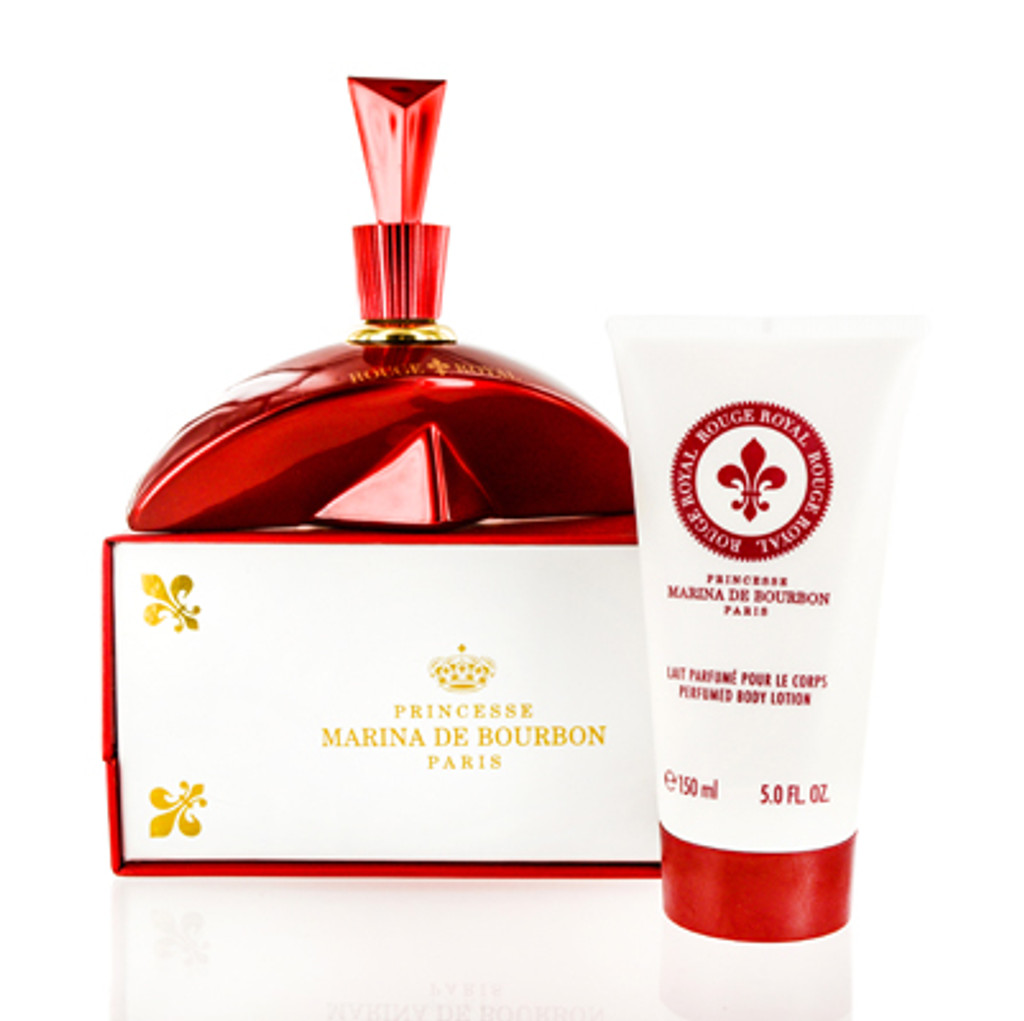 Rouge royal/marina de bourbon set (w) edp spray 3.3 oz loción corporal 5.0 oz en caja de regalo