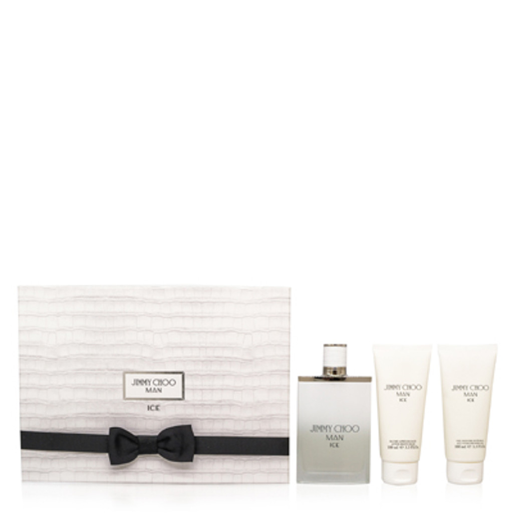 Jimmy Choo Man Ice/Jimmy Choo Set (m) EDT-Spray 3,3 Unzen After Shave Balsam 3,3 Unzen Allover-Duschgel 3,3 Unzen in Geschenkbox 