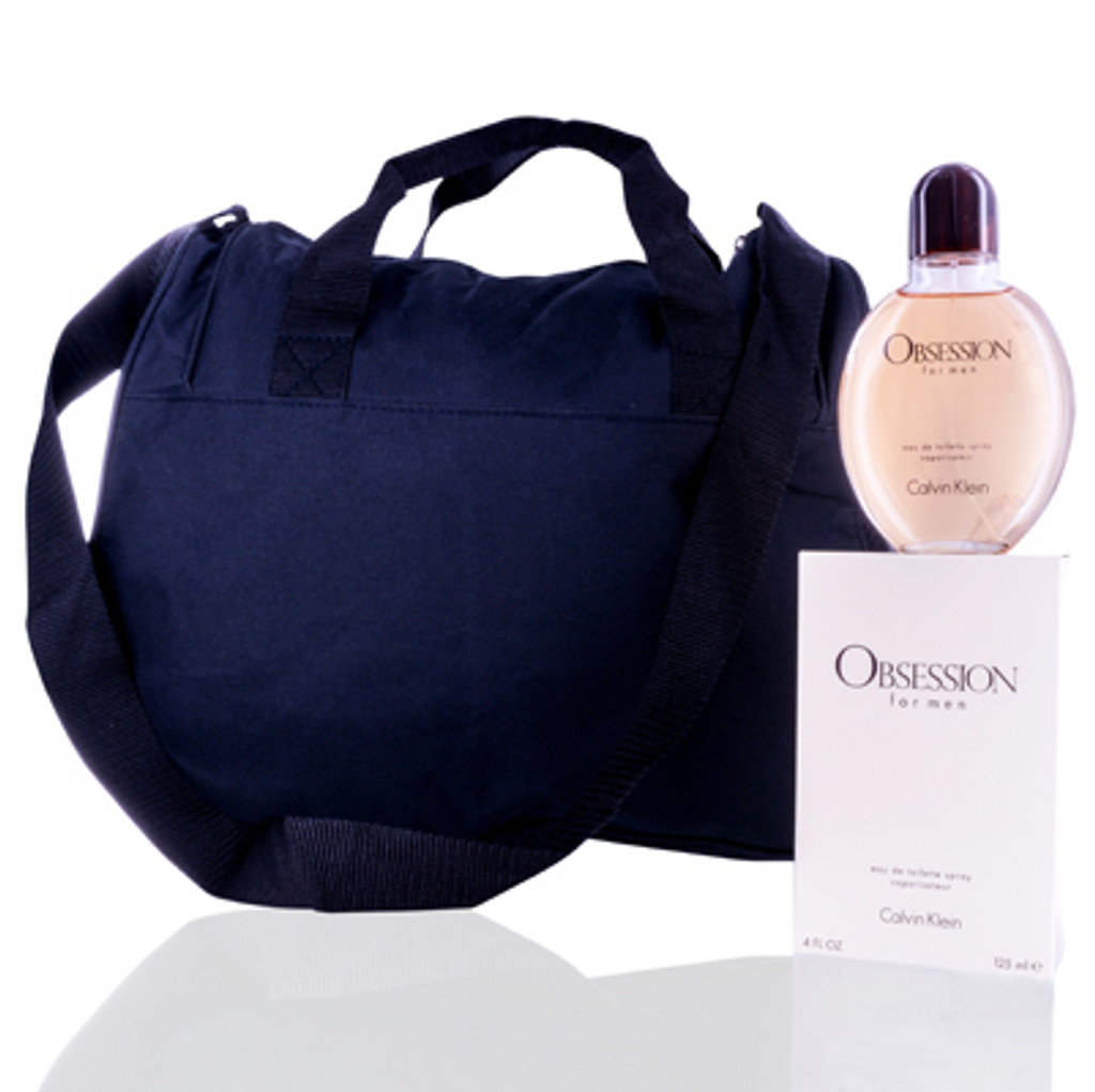 Obsession/Calvin Klein Set (M) Obsession Men EDT Spray 4,0 Oz Messenger Portfolio Bag – Schwarz